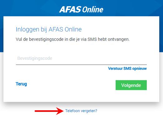 Telefoon vergeten bij twee-factor authenticatie 2. Inloggen via collega: Ga naar www.afasonline.nl (je emailadres wordt getoond als je eerder al een keer succesvol hebt ingelogd).