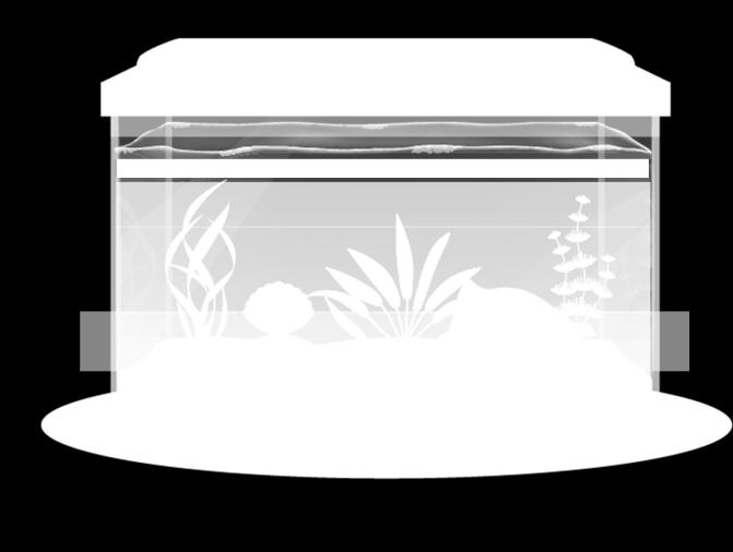 Een aquarium met verschillende lagen water zonder afvoerkraantje. Bovenin is het meest heldere water geconcentreerd.