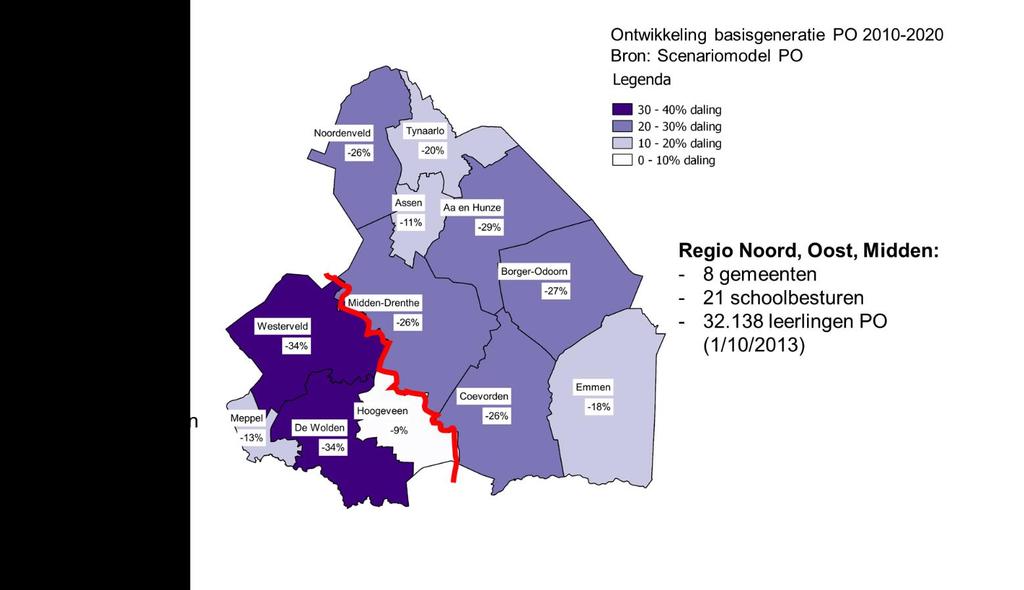 4. REGIONALE INDELING De staatssecretaris stelt dat gestreefd moet worden naar aanpassingsplannen op regionaal niveau. In het geval van Drenthe is niet direct evident hoe die regio er uit ziet.