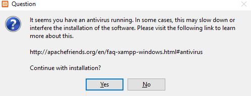 Het installeren van XAMPP Om XAMPP te installeren, dubbelklik je op het bestand dat je zojuist hebt gedownload.