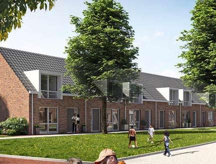 maximaal 8 meter; De woningen staan in één rooilijn.