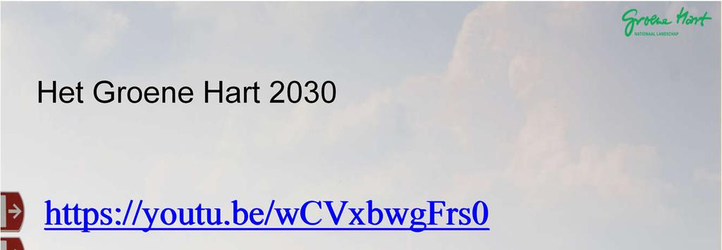 We zijn in 2030! Het Groene Hart is een geliefd uitloopgebied van de stedelingen uit de Randstad. Zij kunnen gebruikmaken van aantrekkelijke fiets-, wandel- en vaarroutes om rust en ruimte te vinden.