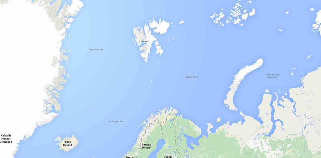 SPITSBERGEN/SVALBARD ONDER DE LOUPE Svalbard ligt in de Arctische Oceaan, tussen de Groenlandse zee en de Barentz zee, of anders gezegd ook wel tussen Groenland, Nova Zembla en Franz-Jozefland.