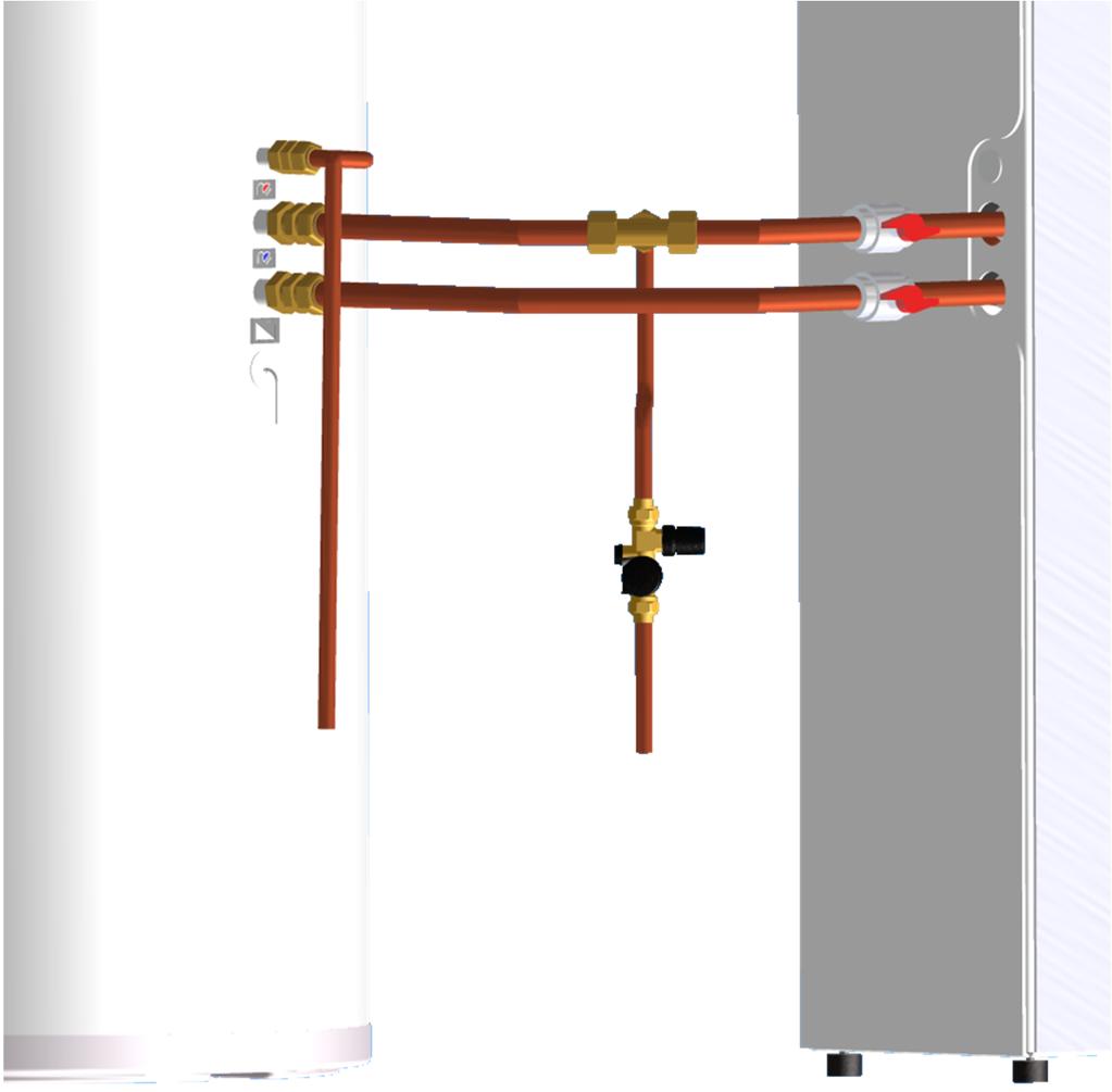 Montage van de installatieset Bij een warmtepomp met tapwaterfunctie dient de boiler op de door voorgeschreven manier