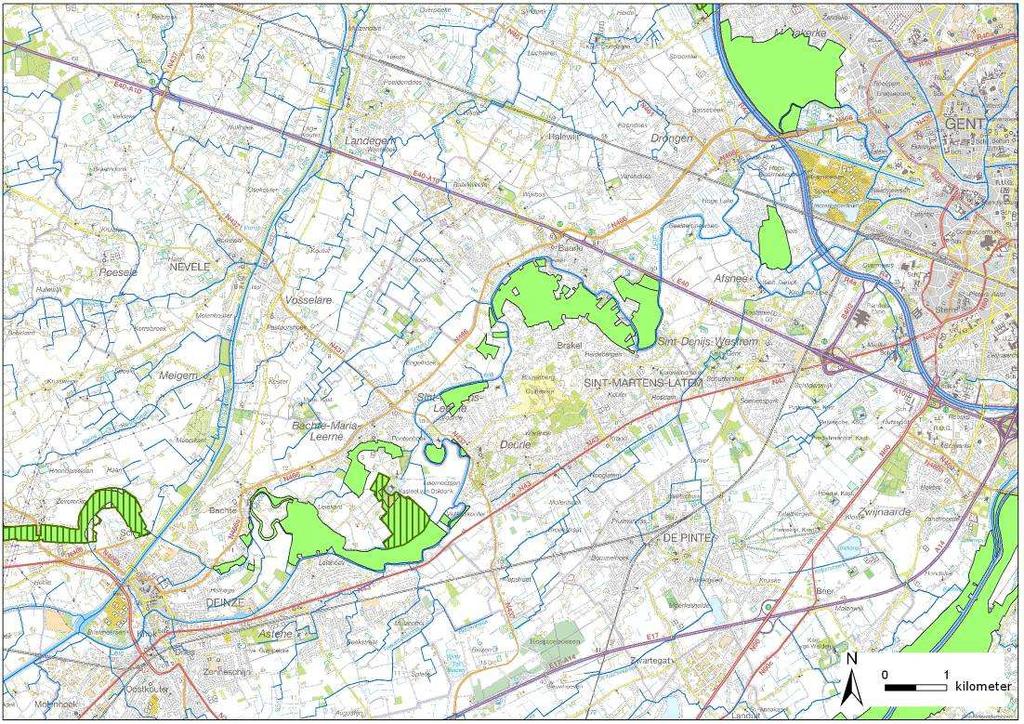 Figuur 4. Aandachtsgebied de vallei van de Toeristische Leie. 4. Te behandelen natuurwaarden Op basis van de habitatkaart (Paelinckx et al.