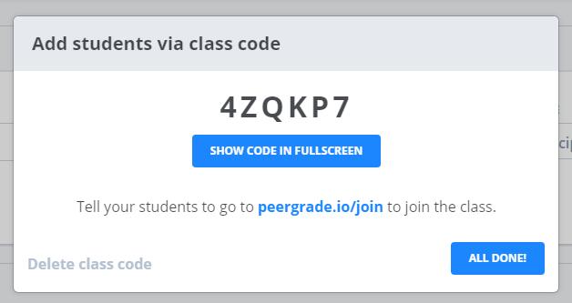 2) Class code We raden sterk aan om gebruik te maken van de studenten import in plaats van de class code. Als je class code namelijk gedeeld wordt met onbevoegden kunnen zij ook meedoen in de klas!
