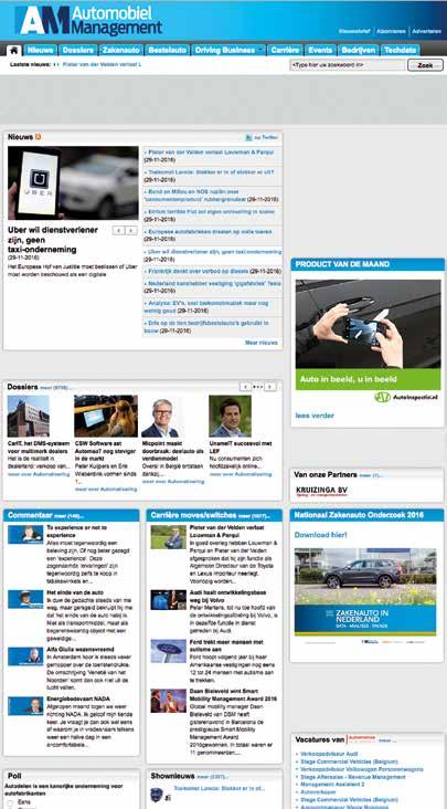 Website Automobielmanagement.nl is dé site voor automobiel Nederland. Met ruim 150.000 pageviews per maand en 50.000 unieke bezoekers brengt de website als eerste het laatste nieuws.