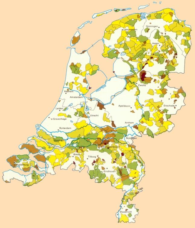 Figuur ## In uitvoering genomen landinrichtingsprojecten. Bron: Atlas van Nederland, deel 2: Landinrichting, 1986.