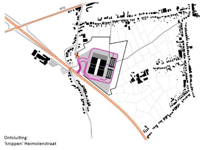 Autobereikbaarheid : enkel via N41 De stad zegt : De ontsluiting van de site gebeurt volledig langs de N41, via het