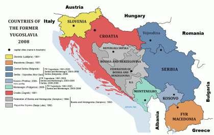 Landen van het voormalige Jougoslavië.