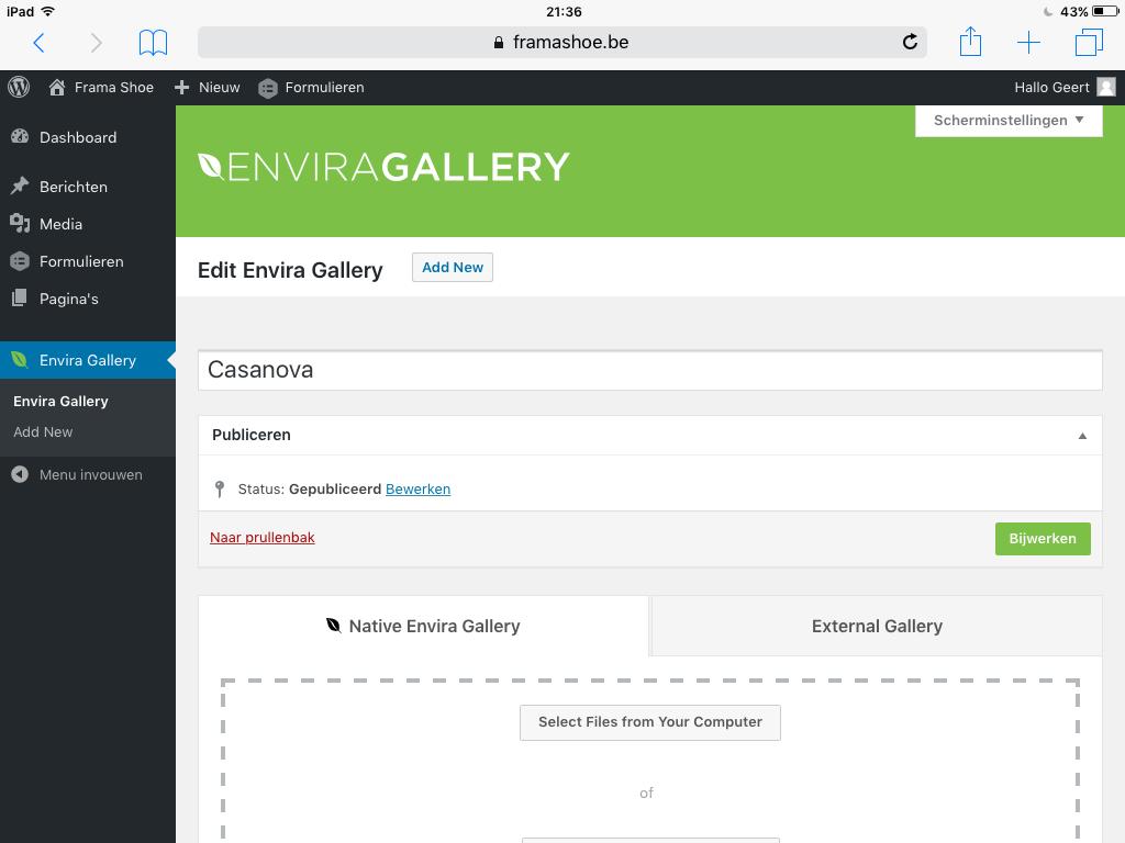 Wacht tot de melding Envira gallery