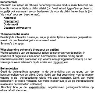 > Casusconceptualisatie Formulier Het formulier is geen gestructureerd interview,