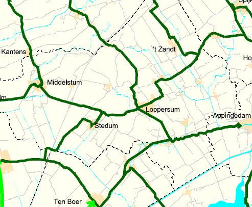 3 Openbaar vervoer en fietsverkeer In de onderstaande afbeeldingen zijn de structuren van het openbaar vervoer en het fietsverkeer in de gemeente Loppersum en omgeving weergegeven.