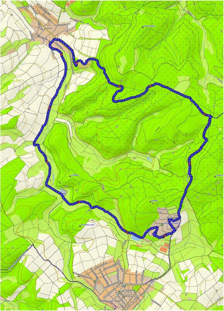 Volledige wandelkaart Via het Kellerwald