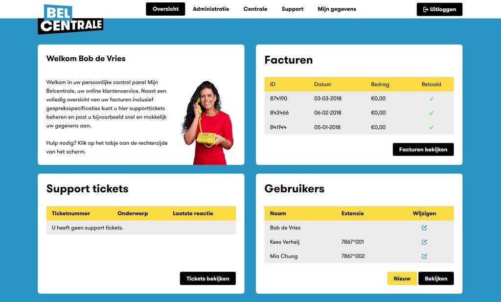 Als nieuwe klant ontvangt u een gebruikersnaam en wachtwoord om via onze website in te loggen in het control panel. Dashboard Let op!