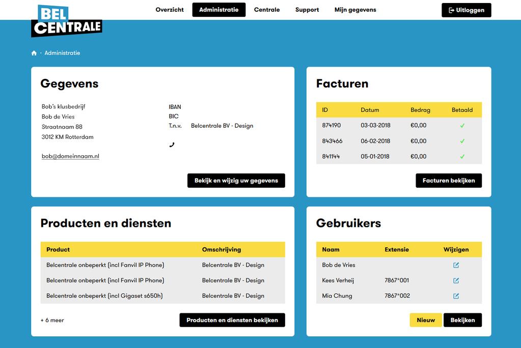 Administratie We kijken even rond op de pagina Administratie.