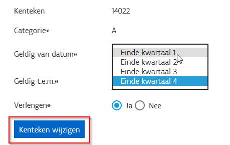 4. Wedkantoor Aangifte 2: stopzetting + nieuwe opstelling Wijzig