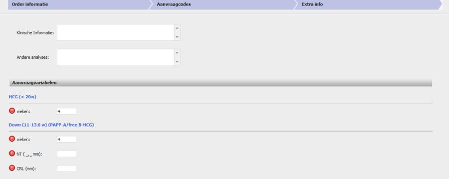 Extra Info Geef de relevante klinische informatie in; dit scherm is bedoeld voor klinische informatie die belangrijk is, maar niet kan aangeduid worden bij de patiëntgegevens.