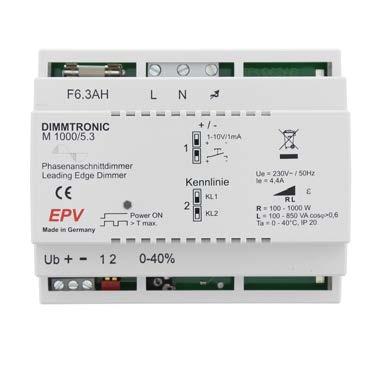 DIN Rail Phase afsnijding Dinraildimmer phase afsnijding 000W dimbaar via -0V controller of via pulstasters ART.NR. 879200 Type dimming Phase afsnijding Nom.