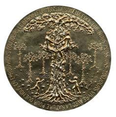 Au cœur de la nature Naar het hart van de natuur In 1982 door de M.d.P. met een door Georges Lay 8 gesneden stempel in verguld brons florentin geslagen, 100 mm. diameter.