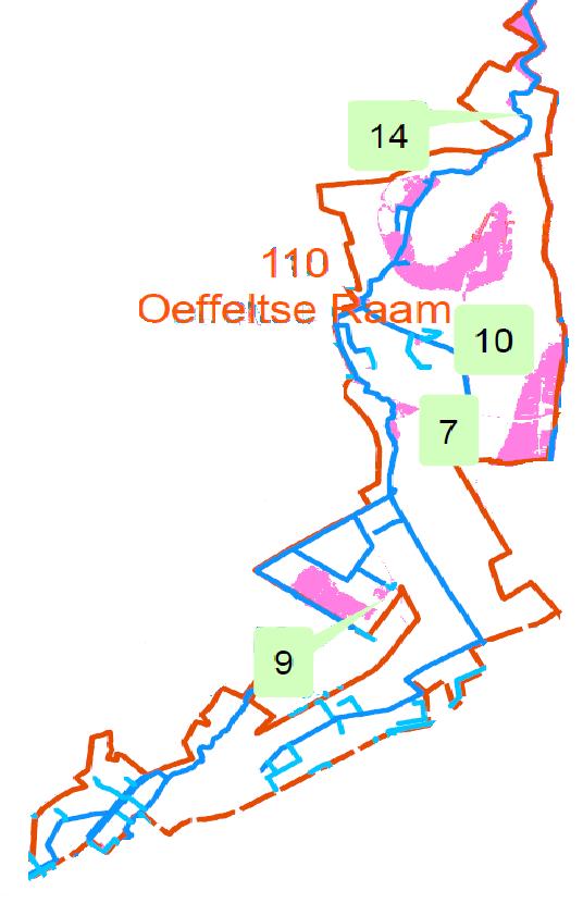 1.2.7. 110 Oeffeltse Raam In Figuur 27 is het stroomgebied Oeffeltse Raam weergegeven. Dit is stroomgebied ligt oostelijk van het centraal gelegen stroomgebied Raam.