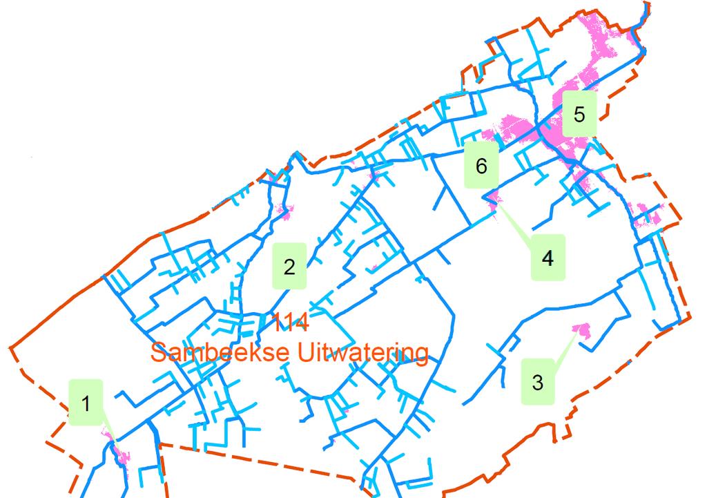 1.2.10. 113 Afleidingskanaal Het stroomgebied Afleidingskanaal is weergegeven in Figuur 30. Dit stroomgebied is gelegen in het zuidoosten van het district.