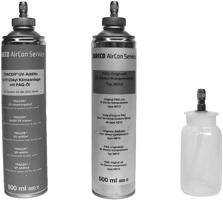 Eerste ingebruik-name ASC5300G 7.9 Reservoirgrootte invoeren Voor verse olie en UV-contrastmiddel kunnen reservoirs (toebehoren) met 500 ml (B) of 250 ml (C) worden gebruikt.