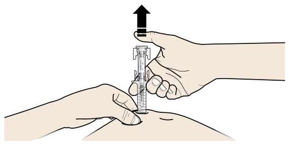 KLIK Het is belangrijk om door de klik heen te duwen om de volledige dosis te injecteren. C LAAT uw duim los.