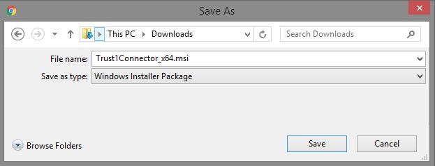Download en bewaar het softwarebestand Trust1Connector_x64.