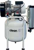 andere applicaties waarbij olievrije lucht van het grootste belang is. De CLEANair serie zuigercompressoren is verkrijgbaar in de vermogens 1,1, 1,5 en 2 kw in 8 bar.