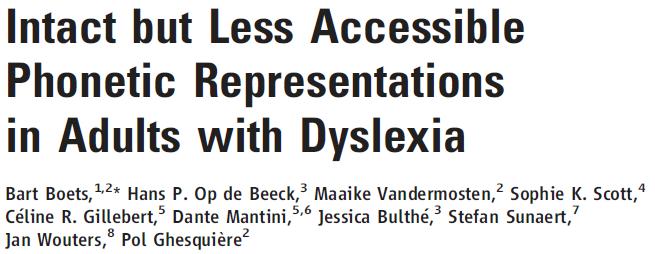 Conclusie Intacte fonologische representaties in bilaterale auditieve cortex bij volwassenen met dyslexie MAAR: Specifieke beperkingen in