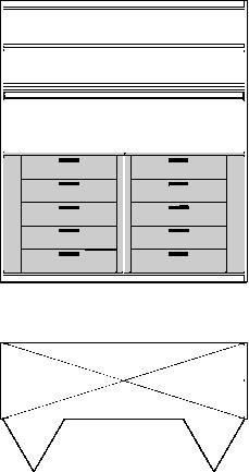Kleerkastindeling Voorbeeld 3 Vouwdeurkast: Panoramaelement met 5 Raster hoge tussenschotinbouwset Voorbeeld 4 2drs.