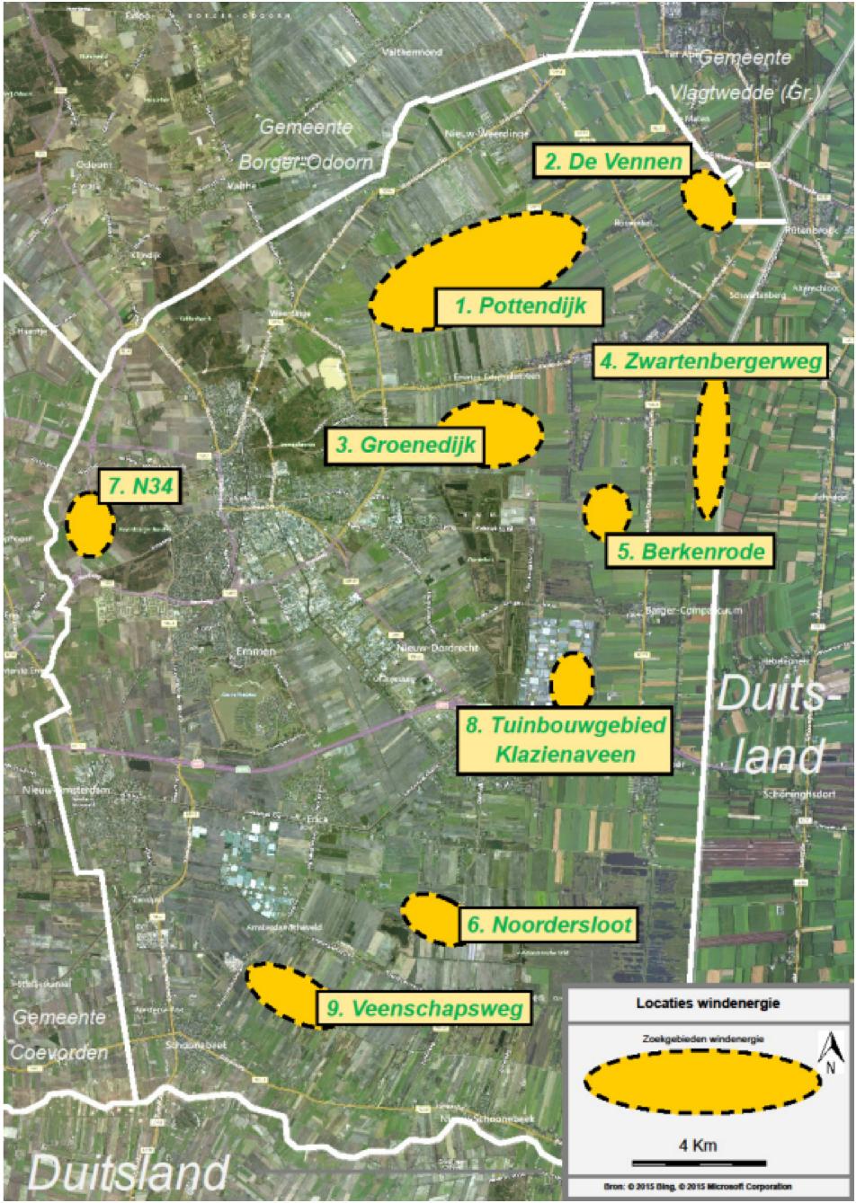 De gemeente heeft tijdens het proces besloten dat Noordersloot en Veenschapsweg op basis van de natuurbeschermingswet niet meer in aanmerking kwamen voor plaatsing van windturbines. 4.4.2.