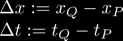 Invariantie onder Lorentz transformatie? Q Stel we hebben twee gebeurtenissen P en Q in de ruimte-tijd.