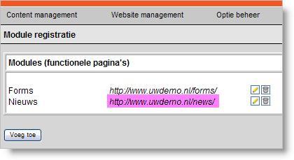 Selecteer en kopieer nu de hele URL zoals hierboven roze gearceerd. Klik vervolgens op de button "Voeg toe".