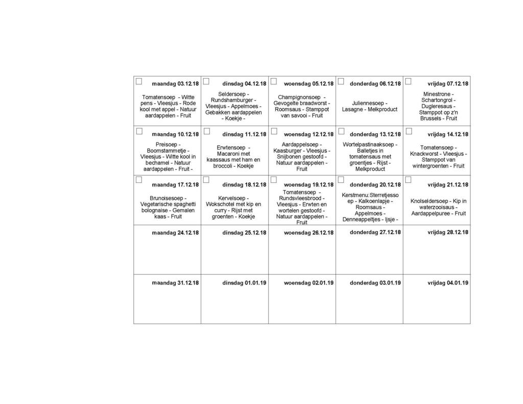 Menu warme maaltijden december Hebt u nog vragen?