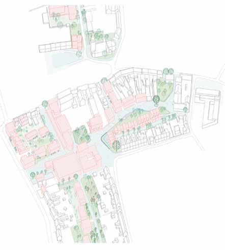 10. de Tuinen van Puurs het dorpsplein // de groene link (links) Masterplan voor de Hondsmarkt en het Huis van de Puursenaar in het centrum van Puurs.
