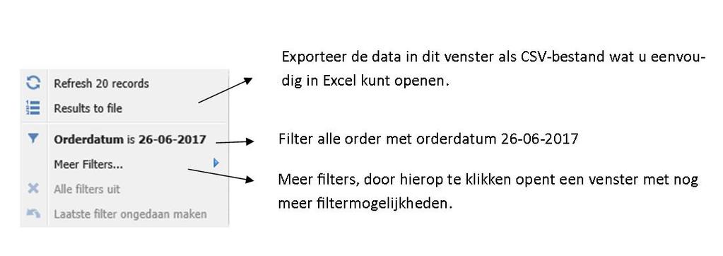 6. Geeft de status van de order weer. 7. Tabbladen: diverse gegevens betreffende de zending: laadtijd van / laadtijd tot: De door u opgegeven tijd waarbinnen geladen mag worden.