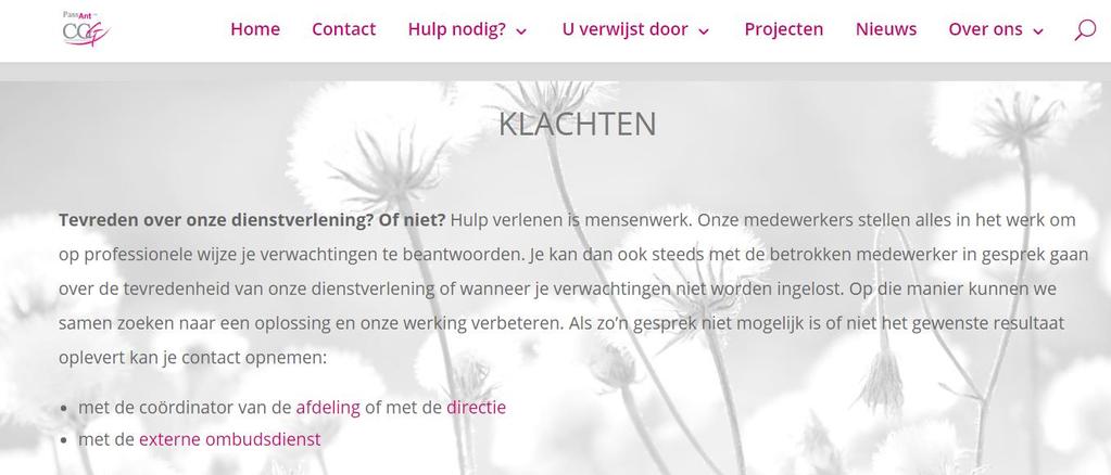 Klacht formuleren http://cgg.passant.be/#home P.