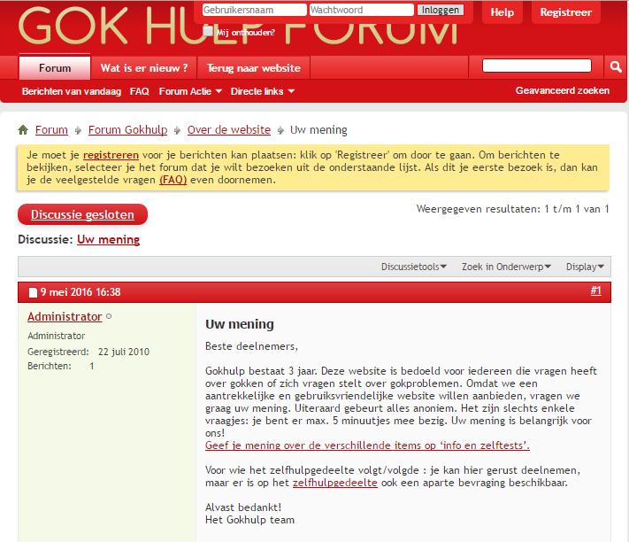 Online feedback http://www.gokhulp.be/forum/showthread.php?