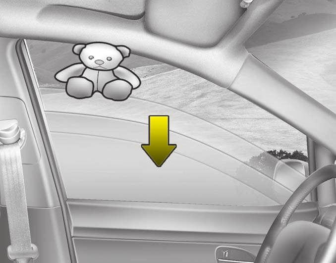 Kenmerken van uw auto 4 OTA040014 Ruit automatisch omlaag (indien van toepassing) (ruit bestuurdersportier) Door de schakelaar kortstondig in te drukken tot de tweede stand (6), wordt de ruit