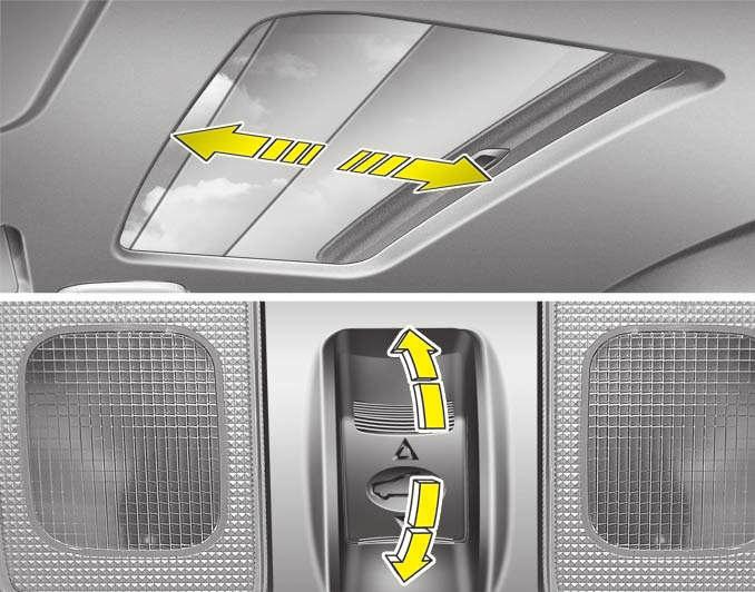Kenmerken van uw auto Het schuif-/kanteldak automatisch openen: Trek de hendel van het schuif-/kanteldak naar achteren in de tweede stand en laat deze dan los.
