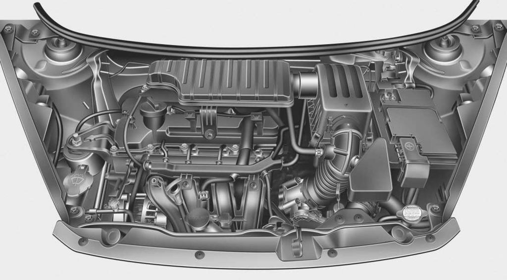 Onderhoud MOTORRUIMTE 1.25 Benzinemotor 1.0 LPG 7 1.0 Benzinemotor 2 1. Expansievat koelvloeistof 2.