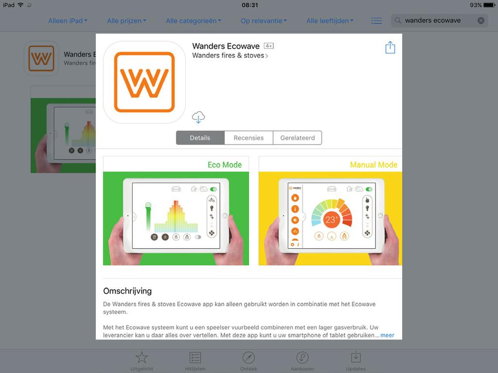 Setup van de Ecowave App ` WAARSCHUWING Alvorens u de WiFi box aan gaat
