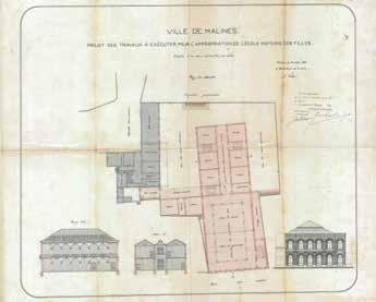 In maart 1883 presenteerde stadsarchitect Victor Louckx een uitgewerkt plan voor de Rijksmiddelbare Meisjesschool. De feest- en turnzaal had rechtstreekse toegangen in de sobere straatgevel.