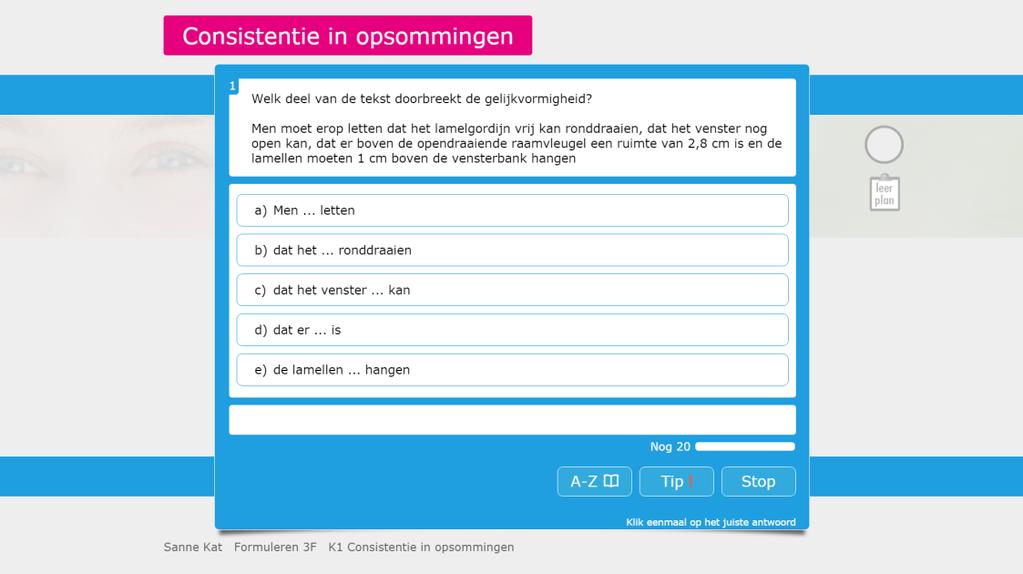 Oefening J3 is wederom een productieve Wijzig-tekst-oefening waarin streepjes vervangen moeten worden door de uitgang van het werkwoord die congrueert met het onderwerp van de zin.