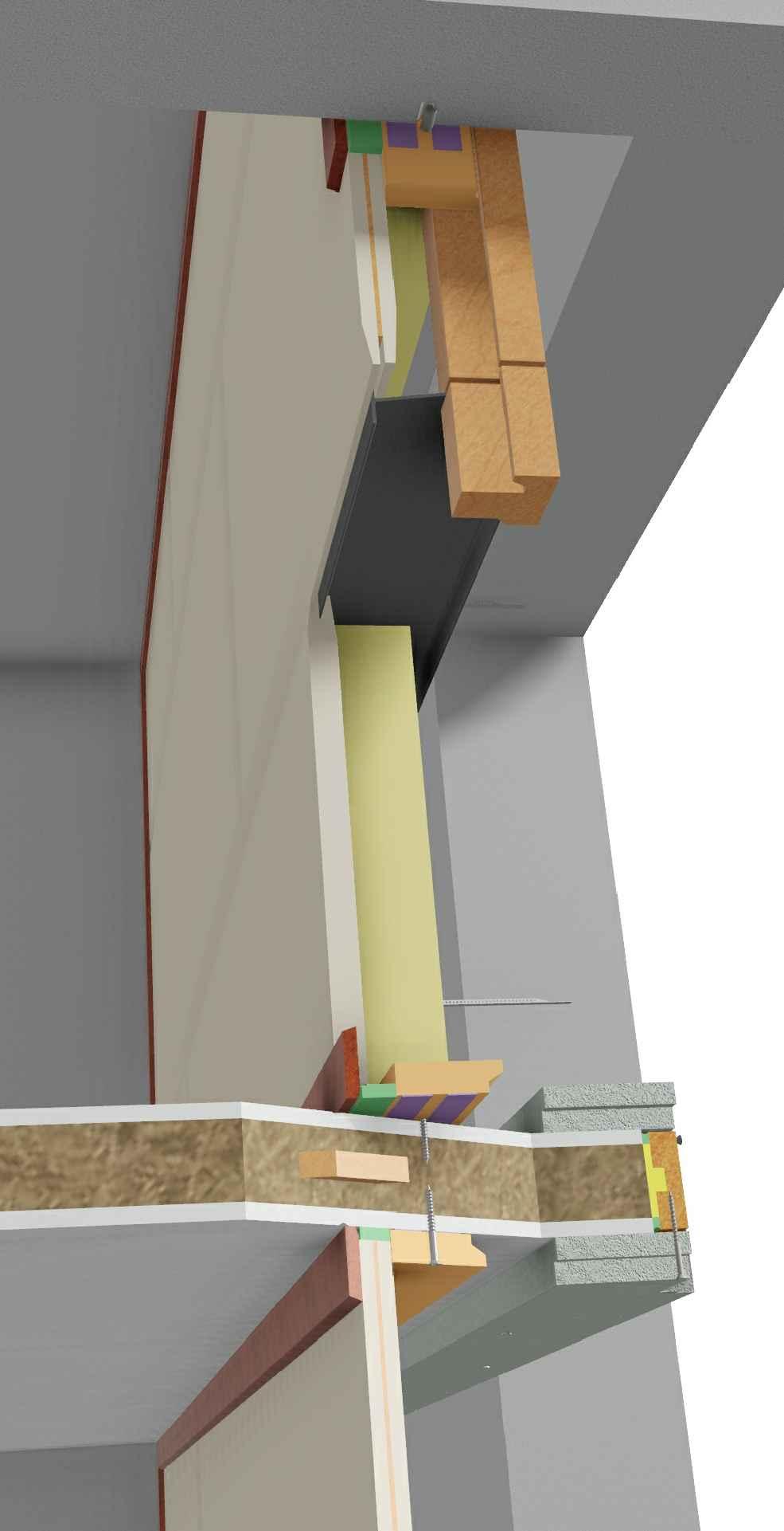 2 28 0 VP0 onderaanzicht = plafondplaat (2x gipsplaat + 2,mm spaanplaat) 2 = stalen I-ligger, hoogte 00 mm = kantlat = klos = plint xmm - DRM = kit 8 = airex tape = bevestigingsmiddel = houten