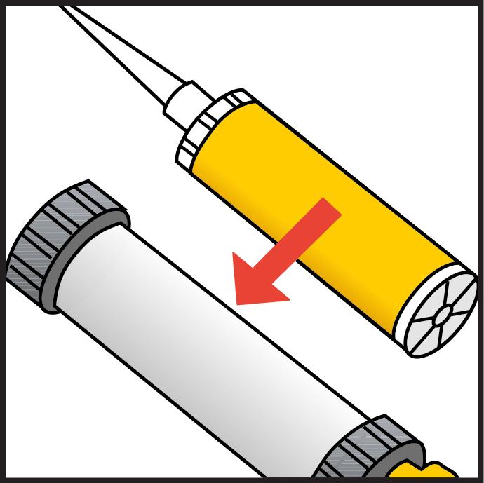 MENGEN Voorbereiding van de koker: 1. Draai de dop los en verwijder deze. 2. Snij het plastiek door. 3.