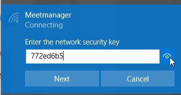 Network security key is zelfde als degene ingesteld op smartphone.