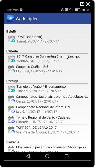 zwemfeest Toegang tot Live Resultaten via app